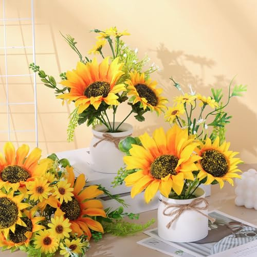 Zeyune 8 Pcs Plantas De Girasol Artificiales En Maceta Giras