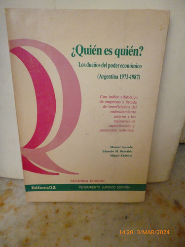 ¿ Quièn Es Quièn? Los Dueños Del Poder, Avecedo- Basualdo...