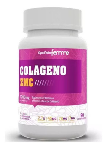 Colágeno Zmc 1200mg Frasco 90 Unidades - Apisnutri