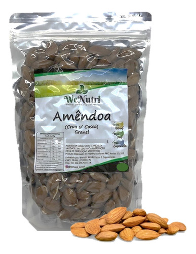 Amêndoa Crua Sem Casca Chilena Wenutri 500g Vácuo