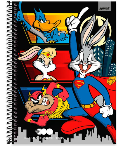 Caderno Universitário 1x1 80 Folhas Warner Bros