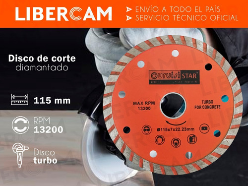 Imagen 3 de 10 de Disco Diamantado Para Amoladora Angular 115mm Turbo