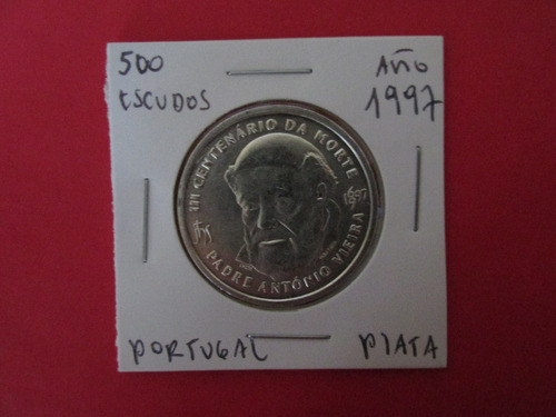 Moneda Republica Portugal 500 Escudos Plata Año 1997