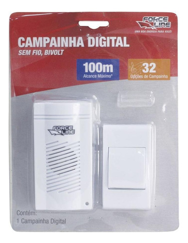 Campainha Digital Sem Fio Bivolt 100 Metros Forceline