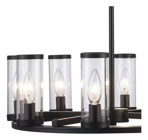 Lampara De Techo Moderna Niquel Cepillado 8 Luces 20'' Estructura Negro