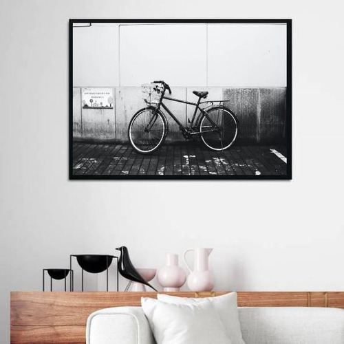 Quadro Decorativo Fotografia Bicicleta Estacionada 45x34cm
