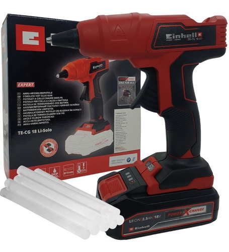 Imagen 1 de 10 de Pistolita Silicona Inalambrica Bateria 18v Cargador Einhell