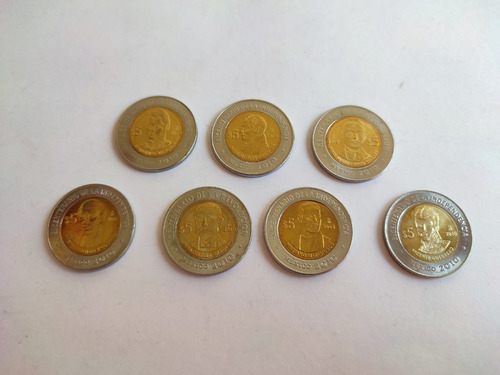 Set De Monedas De 5 Hidalgo, Madero, Pino Suar- Sin Circular