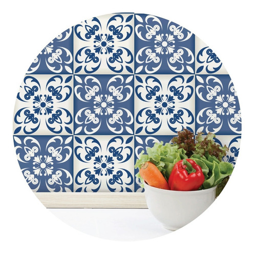 Imagem 1 de 6 de Adesivo De Azulejo Azul Cidade Do Porto 20x20 Cm Com 12un