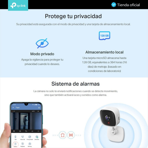 Tp-link, Cámara De Seguridad Wifi, Full Hd, Audio, Tapo C100