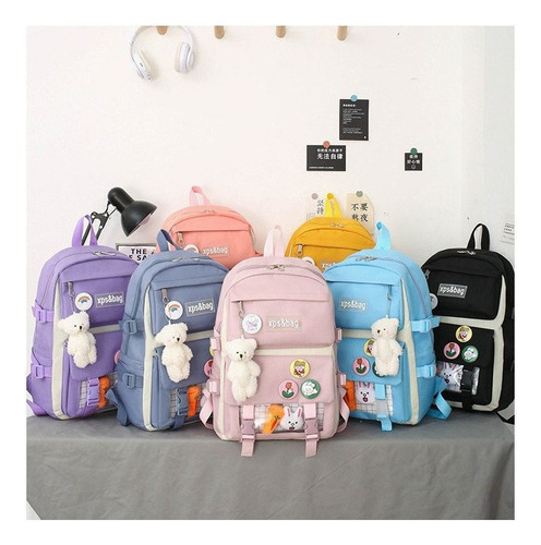 Mochila Kawaii Lindo Estudiante De Gran Capacidad