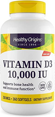 Orígenes Saludables Vitamina D3 10,000 Ui (no-gmo,) Jcgxz