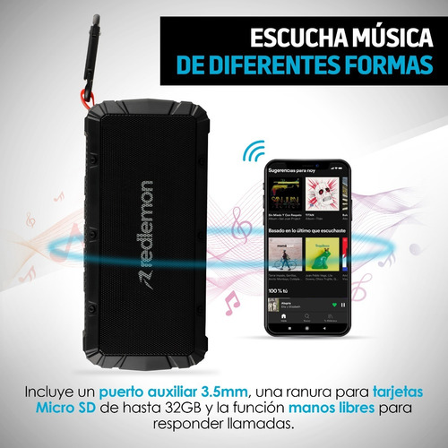 Redlemon Bocina Bluetooth Portátil Resistente Golpes Y Agua