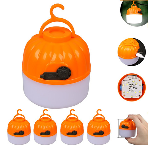 Linterna Pequeña Led Para Acampar Con Forma De Calabaza, 5 U