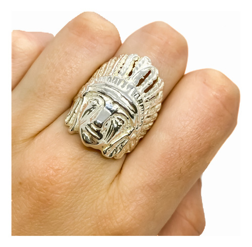 Anillo Indio Cacique Plata 925 Macizo T:15