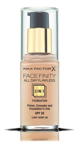 Base de maquillaje líquida Max Factor FaceFinity All Day Flawless tono c40 light ivory