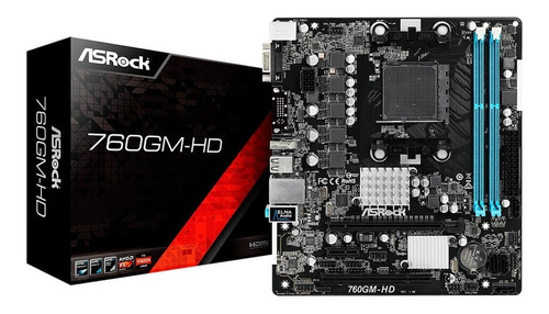 Imagem 1 de 5 de Placa Mãe Asrock 760gm-hd