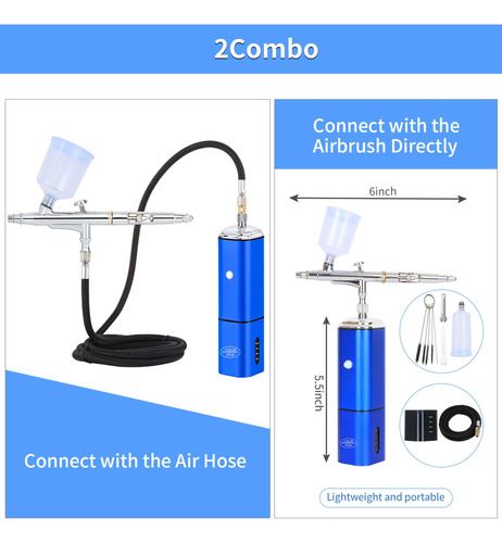 Kit Aerografo Compresor Inalambrico Doble Accion Portatil