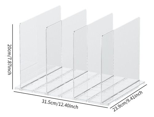 Divisores De Estantes Transparentes, Portátiles, 4 Piezas