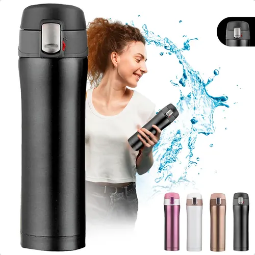 Garrafa Térmica 500ml Bebidas Quentes E Frias Cor Preto Portátil ...