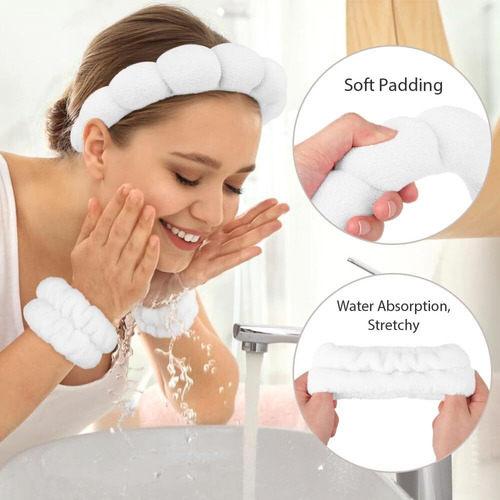 Juego De Diademas De Spa Lavarse La Cara Esponja Maquillaje