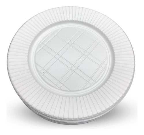 Plato Descartable X100 Plastico Blanco 22cm Gastronomia 