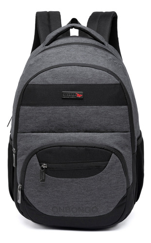 Mochila Escolar Espaçosa Masculina Resistente Cor Cinza Desenho Do Tecido Lisa