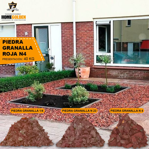 Piedra Granalla Roja Para Jardin Bolsa 40kg