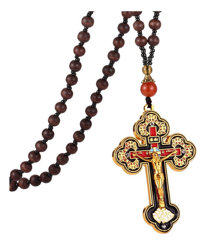  Collar Rosario Ortodoxo De Jesús Con Cuentas De Madera