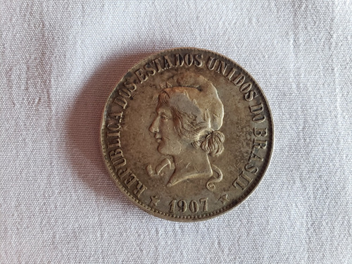 Antiga Moeda De 2000 Reis Xx Gramas Em Prata De Lei Ano 1907 (Usado)
