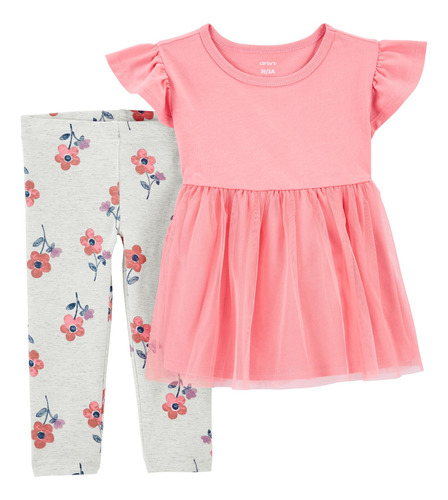 Set 2 Pieas Calza Y Blusa De Algodón Con Tul Carters 2o8556