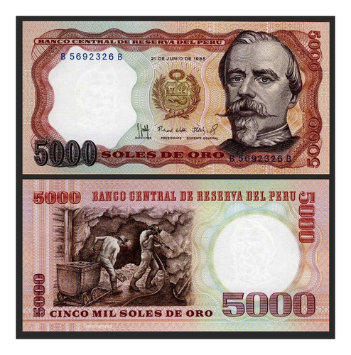 Grr-billete De Perú 5000 Soles De Oro 1985 - Fco. Bolognesi