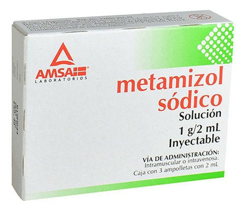 Metamizol Sódico 1 G/2 Ml Solución Con 3 Ampolletas Con 2 Ml