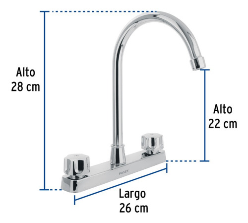 Mezcladora P/fregadero Manerales Hexagonal Curvo Foset 45615