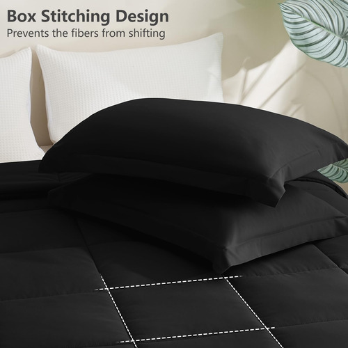 Juego De Edredón Cozylux Tamaño King Negro Con 1 Edredón Y 2