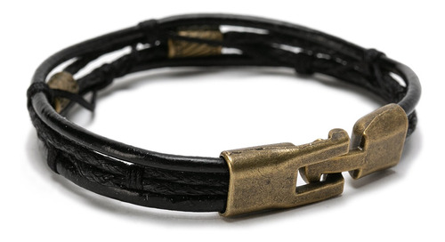 Pulsera De Hombre En Cuero Con Detalles De Cobre