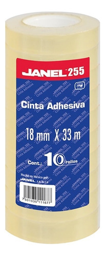 Cinta Adhesiva Janel 18 Mm X 33 M Diurex Pack De 10 Rollos