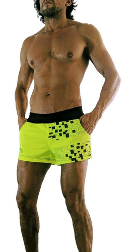 Id481 Mini Short Entallado Pantalon Corto Hartl Amarillo Flu