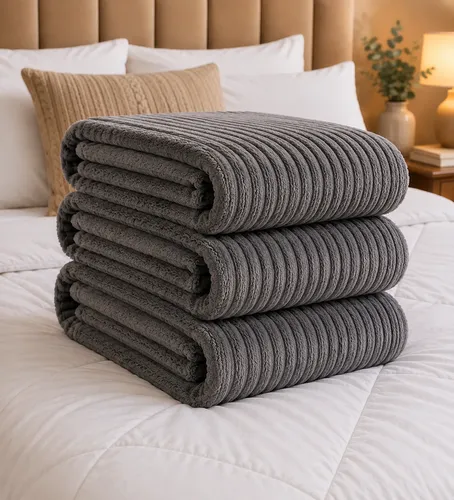 Cobertor Manta Casal Aveludada Canelada Super Macia Luxo Canelada 750 G Cinza