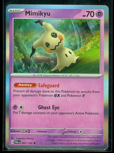 Cartas Pokemon Mimikyu Holo Paldea Evolved