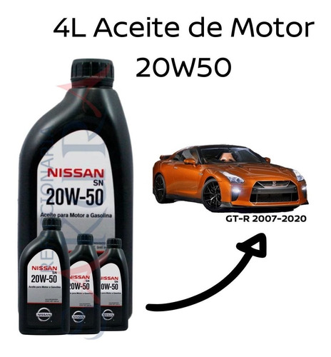 Aceite Multigrado 20 W 50 4 Litros Gt-r 2017