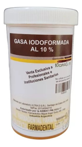 Gasa Iodoformada Al 10% Aposito De 2mtx10cm Farmadental