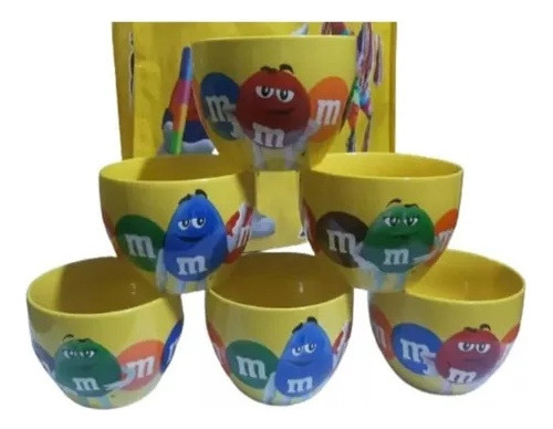 Coleccion 6 Tazones Plato De Ceramica M&ms Para Cereal Bowls