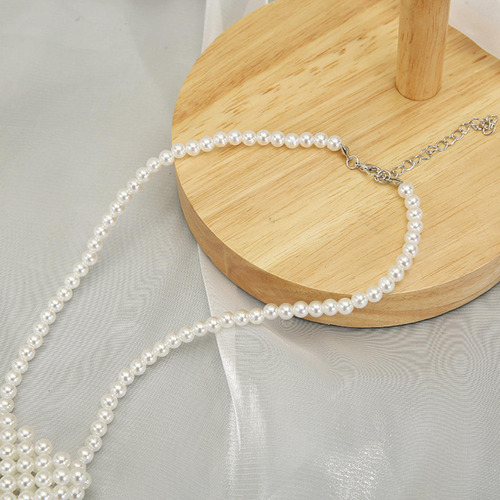 Collar De Perlas De Imitación Corbata Joyería Cadena