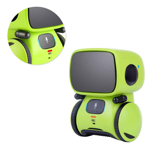 Robot de control de voz interactivo para niños, color verde inteligente