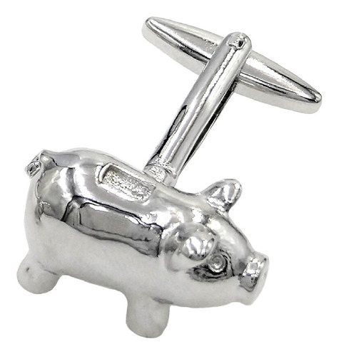 Mancuernillas Thot Ra Figura Alcancia Cerdito Plateado G-434