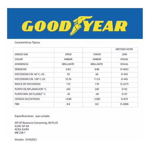 2 Pz Aceite Good Year 950ml. 4t - Sae 20w-50 Mineral
