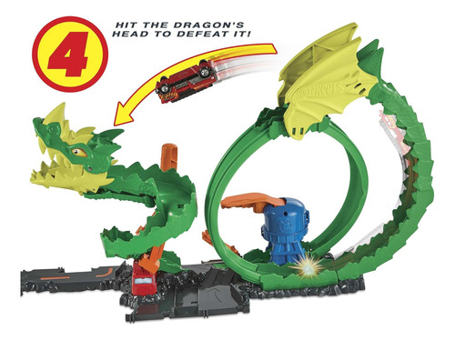 Juego De Vías Hot Wheels Con Camión De Bomberos De Juguet...