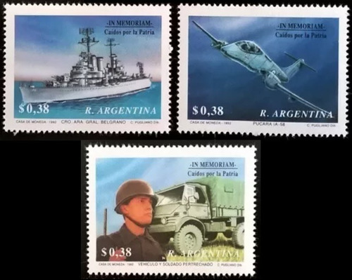 1992 Caídos Por La Patria- Argentina (sellos) Mint