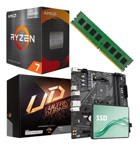 Combo Actualizacion Amd Ryzen 7 5700g+mother+16gb+ssd240 Color Negro